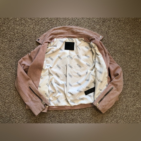 All Saints Leather Suede Dusty Rose Pink color Biker Jacket size M - Picture 15 of 15